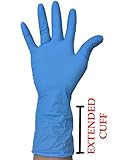 New Robust Plus (Extended Cuff) Nitrile Gloves - Powder Free, Latex Rubber Free, Exam Medical Grade, Disposable, Non-Sterile, Food Safe, Textured, Blue Color, Convenient Dispenser 100 Pack (Small)