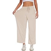 Choosefree Women's Slacks Wide Leg Pants Comfy Lounge Pajama Harem Sweatpants Elastic Waist Drawstring with Pockets