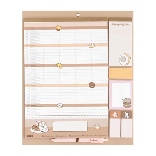 Calendario Magnetico Nevera 2026 Pusheen - Planificador Mensual Magnético Familiar con IMAN para Cocina