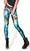 Jescakoo Women's Retro Green Galaxy Nephogram Printed Ankle Length Legging Tights Small