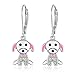 Kids Hoop Earrings, Cute Dog Earrings for Girls, Hypoallergenic White Gold Toned Jewelry with 925 Silver Leverbacks, Earrings with Colorful Crystals, Small Earring with Hoops for Kids