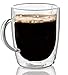 WBSEos Coffee Mug, Double Walled Glass Coffee Cup, High Borosilicate Glass Mug for Latte, Espresso, Milk, Tea, Juice, 400ml set of 1(12.6 Ounce)