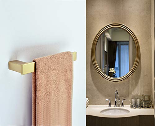 QOGRISUN 4-Piece Bathroom Accessory Set 304 Stainless Steel Including 24-Inch Towel Bar,10-Inch Towel Bar,Toilet Paper Holder,Towel Robe Hook,Wall Mounted Solid Brass Base,Brushed Gold