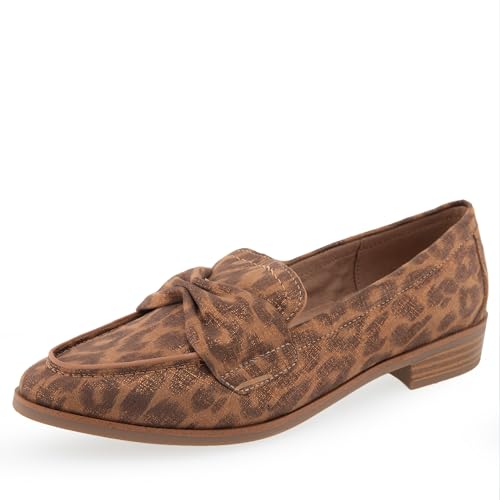Aerosoles Women’s Ellis Loafer Flat, Leopard Metallic Faux Suede, 8 Wide