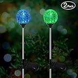 Solar Garden Path Lights Outdoor, 2-Pack of OxyLED Solar Globe Light Stakes, Color-Changing LED Garden Light Landscape Lighting, Auto On/Off Dusk to Dawn, Solar Powered Halloween Christmas Decor