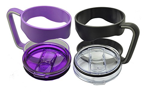 EVERIE Lid and Handle for Yeti, Rtic, Ozark Trail 30 Oz Tumblers (2 handles & 2 lids) Purple and Black