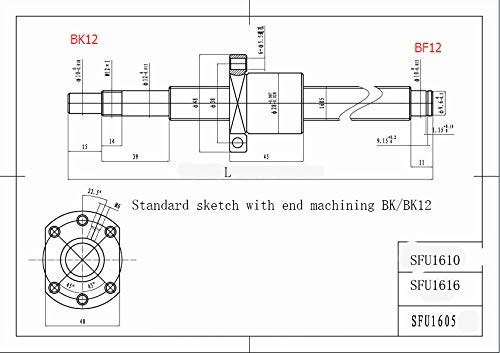Ball Screw SFU1605 RM1605 Length 400mm 