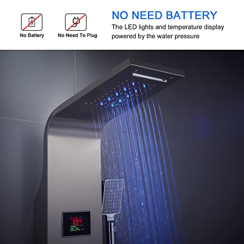 MENATT Shower Tower System with LED Lights, Hydroelectricity Display