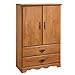Prairie Collection Armoire with Two Drawers - Country Pine Finish by South Shore
