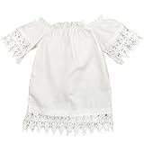 GRNSHTS Baby Girls White Off Shoulder Lace Dress (100 / 2-3 Years, White)