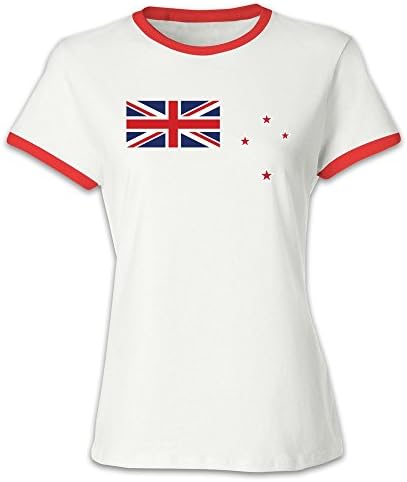 New Zealand Flag Girl Baseball T Shirt Red