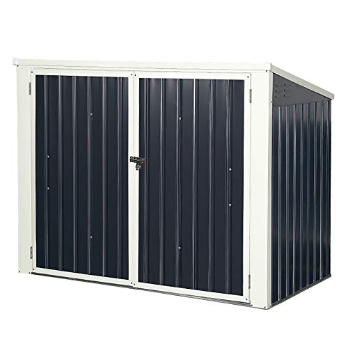 DREAMADE Gerätehaus Metall Mülltonnenbox, wasserdichte und UV-beständige Gartenhaus, abschließbare Gerätebox mit Zwei… – Bild 7