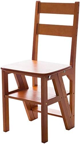 HOMRanger Foldable Ladders Wooden Household Multi-Purpose Portable Stepladder 4-Step Ladder Chair Library Plant Racks Step Stool Max Load 150KG (4 Colors)