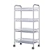 SINGAYE 4 Tier Metal Rolling Cart, Metal Storage Cart, Utility Cart, Silver