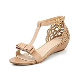 Susanny Ankle Buckle Strap Bowknot Women Wedge Sandals Elegant Summer Open Toe Dress Shoes
