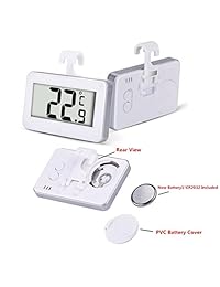 iBetterLife   Termómetro para nevera, digital, resistente al agua, inalámbrico, monitor de temperatura, de  20 a 60 grados ( 4 a 140 F) con gancho y gran pantalla LCD grande para interior exterior