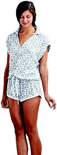 Poupette St Barth Aba Short Jumpsuit in Aqua Arrow, s