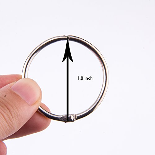 Kootiko 100 Pcs Loose Leaf Book Rings Assorted Sizes, Metal Binder Rings Keychain Key Ring Nickel Plated 1.2 inch 1.5 inch 1.8 inch 2 inch for Scrapbook Notebook Office Supplier School - Thumbnail 3