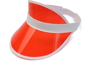 Unisex Kids Sun Visors Plastic Clear Cap Candy Color Transparent Elastic Visor Cap Colorful Sun Hat Empty Top Hat, Red, One S