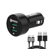 AXGIO 36W Dual USB Car Charger with 2 Micro Cables PowerDrive 2 Car Charger for Galaxy S7 / S6 / Edge / Plus, Note 5 / 4, Googles, LG, Nexus, HTC and More