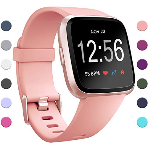 Maledan Replacement Bands Compatible with Fitbit Versa for Women Men, Classic Accessories Wristbands Strap Band for Fitbit Versa Smart Watch, Blush Pink, Large