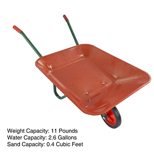 Hey!Play! 80-PP-WB Kids Garden Tool-Mini Toy Wheelbarrow for Boys and Girls-for Pretend Play Yardwork, Hauling Sand, Water, Sticks and More, Red - Thumbnail 2