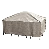 Duck Covers Elite Square Patio Table & Chair Set Cover with Inflatable Airbag to Prevent Pooling, 92-Inch
