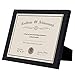 SONGMICS Document Frame for 8.5 x 11 Inches Certificate, Diploma Picture Frame, 8.5 x 11 Inches, Glass Front, Wooden, Black URPF08BK