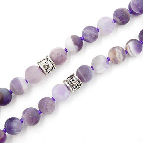 Matte Gemstone Mala Prayer Beads Necklace, tassel necklace, Handmade necklace (Matte Amethyst)