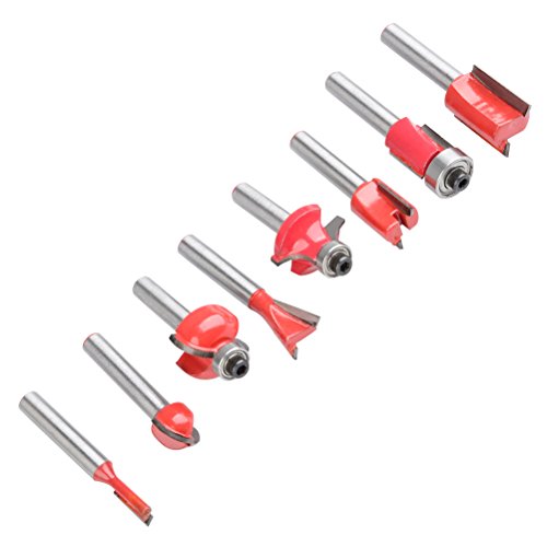 QLOUNI 15 Pcs Router Bits Set Tungsten Carbide Tipped Milling Cutter 1/4" Shank with Wood Case and Micro Wrench