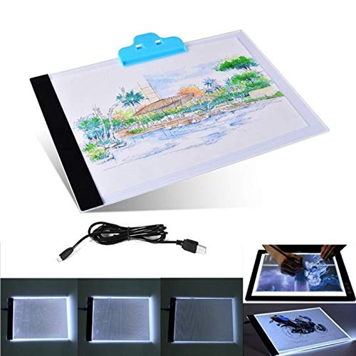 Portable A4 Ultra-Thin LED Art craft Tracing Light Box, Template Drawing Copyboard Tracking Pad with USB Cable for Artists, Sketching, Animation, Designing, Tattoo, Architecture (No dimming & No scal)