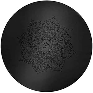 Stylish simplicity Little Round Yoga Mat Mats Non Slip Pad Natural Cork Rubber Printed Pad Meditation Pilates Training Cushion,Black