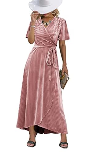 BerryGo Women's Formal Velvet Maternity Wrap Dress V Neck Cocktail Short  Sleeve Swing Long Maxi Dress Pink XL in Kenya | Whizz Dresses