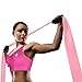 Belus Extra Long Exercise Band Pink - 6.5 ft Flat Resistance Bands. Includes Carry Bag, Video Download and Digital Guides. Versatile Home Fitness Equipment.