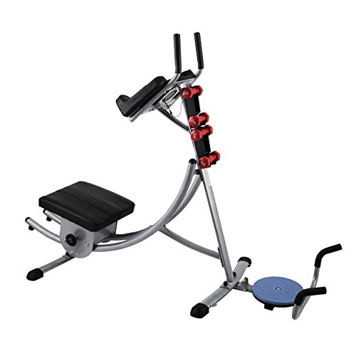 Popsport Abdomen Machine 330LBS Abdominal Coaster Abdomen Exercise Equipment with Adjustable Seat for Abdominal Muscle Training (Ab Coaster with 4 Dumbbells and wriggled Plate)