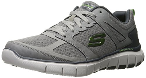 Skechers Sport Men's Skech Flex Power Alley Oxford,Light Gray/Lime,11.5 M US