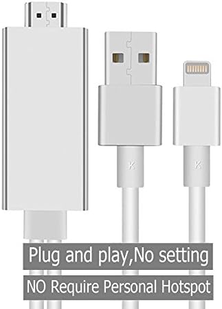 Sunnystore 1080P Plug and Play to HDMI TV HDTV AV Adapter Cable for iPhone 5 5S SE 6 6S 6 Plus 6S Plus 7 7 Plus iPad Mini Air USB to HDMI MHL Connection (Silver)