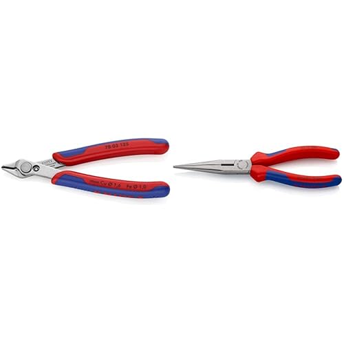 KNIPEX Tools Electronics Super Knips (7803125) and Long Nose Pliers With Cutter (2612200) Bundle