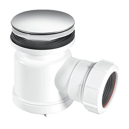 McAlpine STW3-M Water Seal Shower Trap Chrome Plated Stainless Steel Mushroom Flange, White