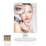 Miserwe Vanity Mirror with Lights Touch Screen 16 Led Lighted Makeup Mirror with 4 AA Battery Large Size Removable 180 Degree Rotation Mirror with Lights and High Definition Clarity