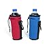 Neoprene Water Bottle Drawstring Insulators, Set of 2 Red and Blue Sleeves with Clip