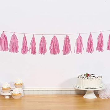 Festiko Tissue Paper Tassel Garland Pink For Party Decoration 10