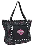 Harley-Davidson Bar & Shield Flowered Tote Bag, Black 7130519