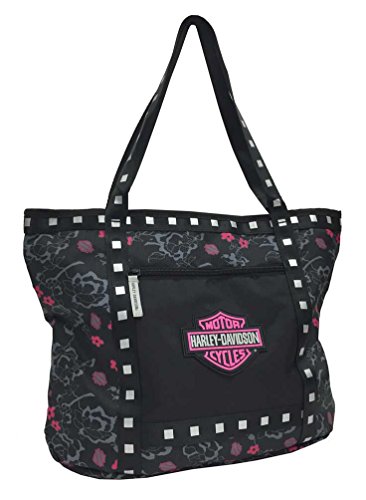 Harley-Davidson Bar & Shield Flowered Tote Bag, Black 7130519