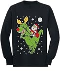 T-Rex Santa Ride Funny Ugly Christmas Sweater Toddler/Kids Long sleeve T-Shirt