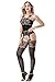 evershare Women Sexy Lingerie Fishnet Floral Crotchless Bodystocking Open Crotch Bodysuit For Sex Black One size fits most