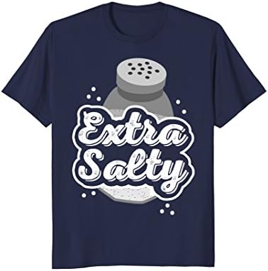 Mens Extra Salty T-Shirt Funny Grumpy Angry Hater Salt Shaker Tee Medium Navy
