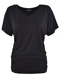 PattyCandy Womens Short Sleeve Shirring Dolman Drape Top, XS-5XL