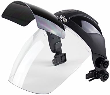 Sellstrom Plasma/Flame Cutting, Grinding Safety Face Shield with Universal Slot Adapter, Clear Anti-Fog Polycarbonate Window with Shade 5 UV/IR Flip Front Visor, Black, S32152