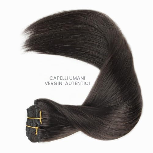 WENNALIFE Clip in Hair Extensions, 50 cm 120 g 7 Pieces Clip in Human Hair Extensions Real Dark Brown Remy Human Natural Hair Extensions with Clips